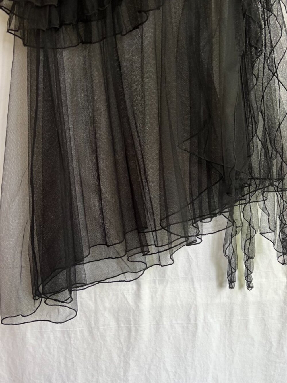 Free People Black Sheer Ruffle Mesh Maxi Skirt XS - Picture 4 of 9